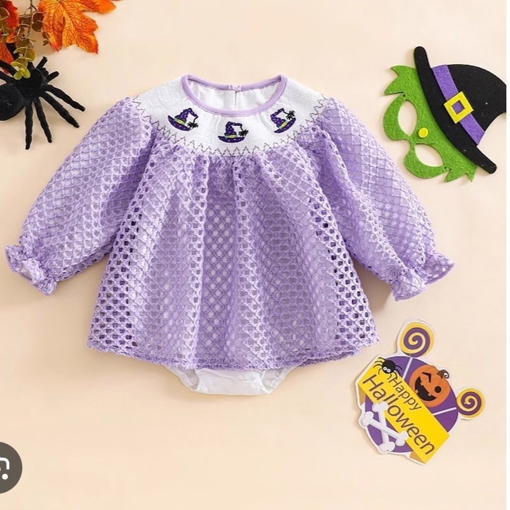 NWOT crochet Halloween outfit romper playsuit 3-6 Months U50